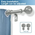 thumbnail image 3 of Urbanest Steel Ball Cast Iron Single Curtain Rod – Heavy-Duty Cast Iron Drapery Hardware with Decorative Finials, Elegant Designer Window Treatment Rod, 5/8", 28" to 48", Antique Silver/Pewter, 3 of 6