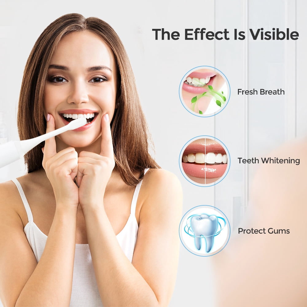 Electric Toothbrush for Adults and Kids,Rechargeable Power Toothbrush with 5 Brush Heads,6-Mode 7-in-1 Electric Toothbrush Set, Wireless Charging IPX7 Waterproof Tooth Brush,White