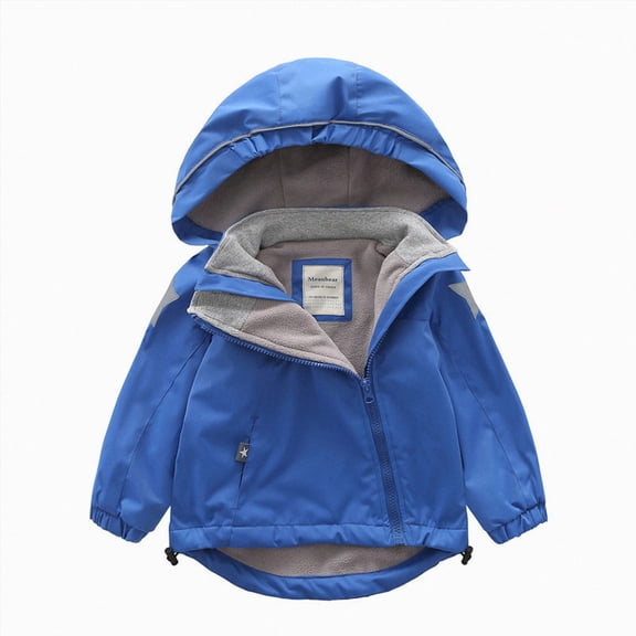Kogui Girls Hooded Jacket Girls Plush Warm Jacket Hooded Soft Fleece Kids Winter Coat with Zipper and Pockets for Toddler Little Girls Sizes 12M-8Y (Blue,7-8 Years)