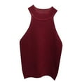 thumbnail image 3 of Women Summer Tops O-Neck Sleeveless Women Casual Tops Solid Fashion Ladies Slim Vest Knitting Women's Blouse Little Girl Christmas Running Top Womens Toe Girls Fuzzy Camisole Bras Cute Red One Size, 3 of 4