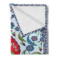 thumbnail image 2 of Turkish Pattern Soft Flannel Fleece Throw Blanket, Floral Nature Art Motifs from Istanbul Abstract Plant in a Vase, Cozy Plush for Indoor and Outdoor Use, 50" x 70", Blue Green Scarlet, by Ambesonne, 2 of 5