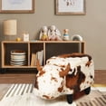 thumbnail image 2 of Leejay Highland Cow Animal Ottoman with Storage for Kids Room,Brown Milk(Set of 2), 2 of 6