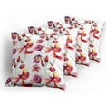 thumbnail image 5 of Ambesonne Floral Throw Pillow Cover 4 Pack, Blooming Tulip Poppy, 18", Red White, 5 of 7