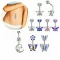 thumbnail image 5 of GKNET Women Fake Belly Button Ring Sexy Cartilage Earring Clip Fake Belly Piercing C-6, 5 of 7
