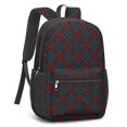 thumbnail image 2 of Red and Green Checkered Pattern 17" School Backpacks for Teens,Waterproof Oxford Fabric,S-Shape Padded Straps for School,Travel,Hiking,Camping, 2 of 6