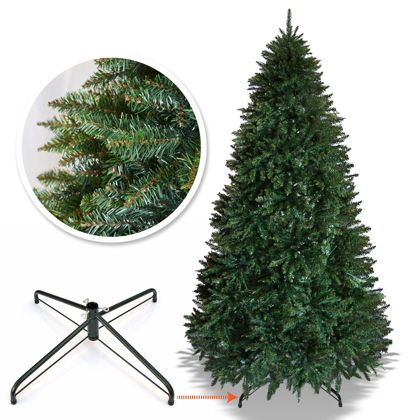 NEW 7ft PVC Artificial Christmas Tree W/ Metal Base Holiday Decoration Xmas Pine 
