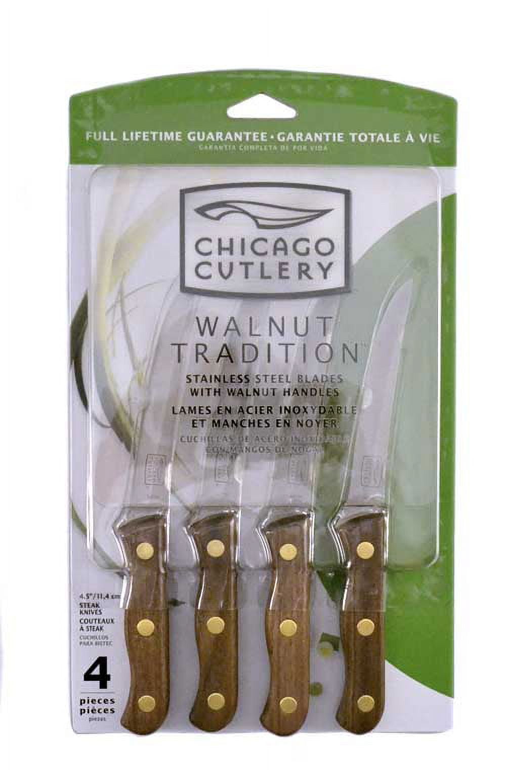 Chicago Cutlery Walnut Tradition 5 in. stainless steel full tang steak knife  4-piece set B144 - The Home Depot