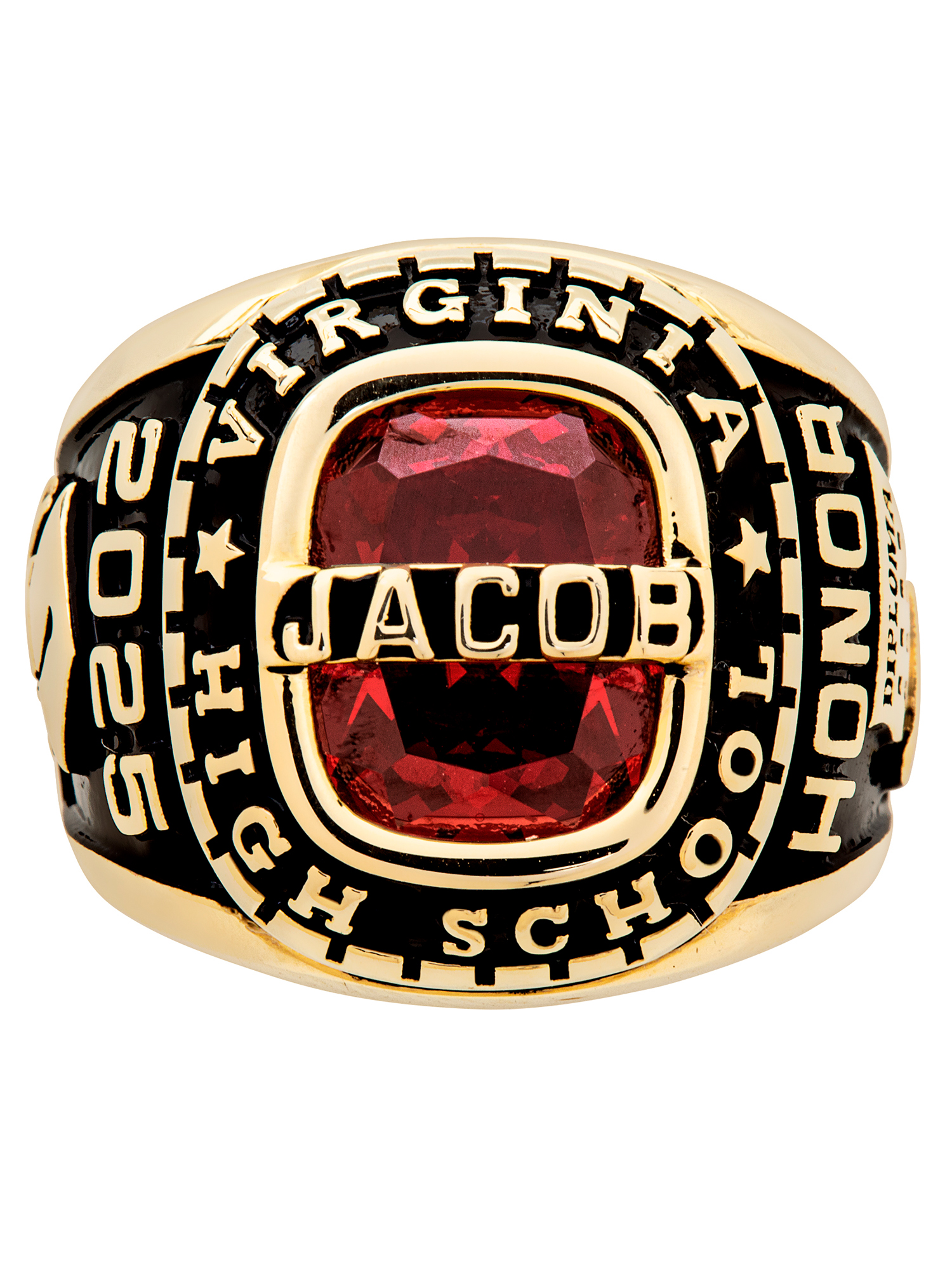Order Now for 2025 Graduation, Freestyle Men's 14K Gold Plated Personalized-Top Classic Class Ring, Personalized, High School or College