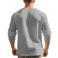 thumbnail image 4 of Homeyce Mens Henley Shirts Long Sleeve Button Henley Shirts Lightweight Soft Solid Color Tee Tops Stand Collar Big and Tall Top Pullover,Light Gray XL, 4 of 6