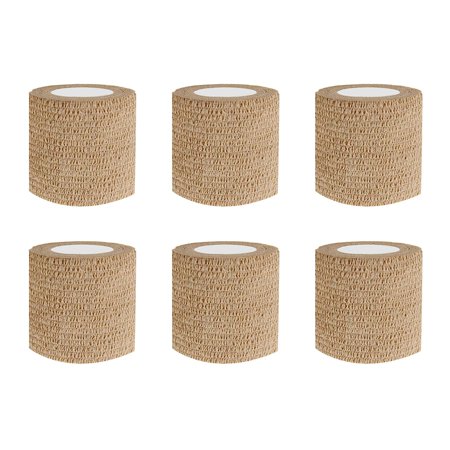 6pcs Tattoo Grip Tape Skin Color, 2.95"x 5Yards Disposable Cohesive Tattoo Grip Cover Wrap Elastic Bandage Handle Grip Tube for Tattoo Machine Tattoo Grip Accessories