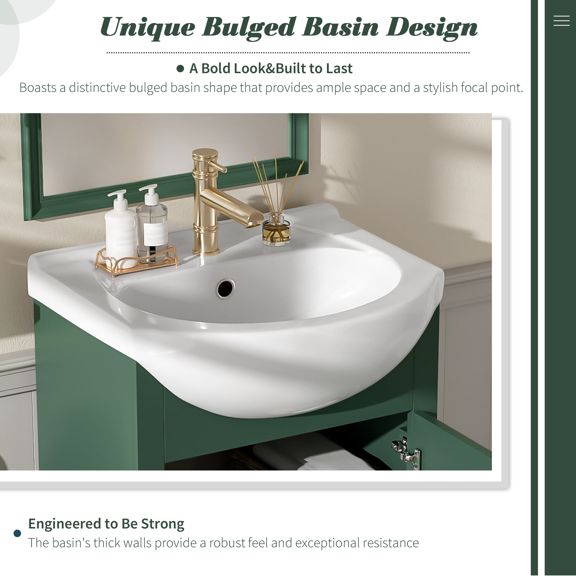 GARITIN Bathroom Vanity 20 Inch, Freestanding Single Vanity Set with Ceramic Sink and Soft Closing Door for Small Bathroom, Green
