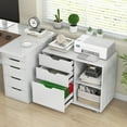 thumbnail image 2 of Giantex Rolling File Cabinet, Lateral Filing Cabinet w/Open Storage Shelves, Under Desk Storage Organizer, Mobile Printer Stand, White, 2 of 8