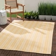 thumbnail image 2 of Ticking Stripe Gold/Ivory Handwoven Indoor/Outdoor Rug, 2'6" x 8' Runner, 2 of 6