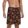 thumbnail image 2 of Gaeub Golden Snowflakes Print Men's Short Pajama Pants, Sleep Shorts, Household Pants, Casual Pants with Pockets-Medium, 2 of 6