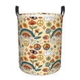thumbnail image 1 of Balery Mushrooms And Rainbows Peace Cesta de ropa redonda con asas, impermeable, independiente, para ropa, juguetes, dormitorio y familia-Small, 1 of 6