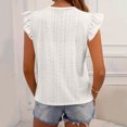 thumbnail image 5 of Kovlvoll Women's Tops Summer Eyelet Solid Color Crew Neck Ruffle Short Sleeve Loose Casual Top T-Shirt, 5 of 7