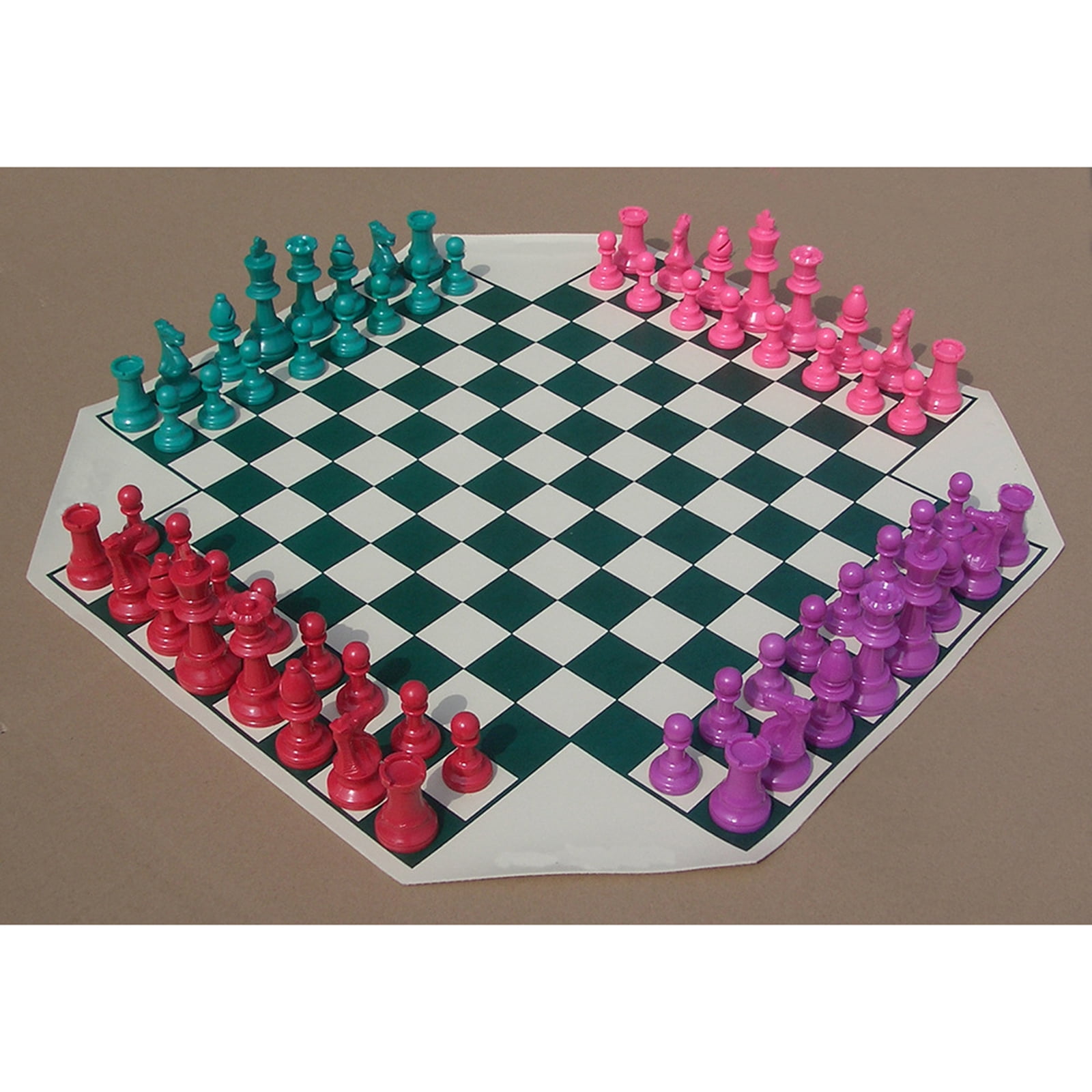 Four Player Chess Board Game Set Soft Folding Chess Board Plastic Medievals Chesses Travel Family Chess Game