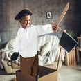 thumbnail image 3 of Disfraz de pirata para niños Prebene Medieval, camisa y pantalones 4-6T, 3 of 6