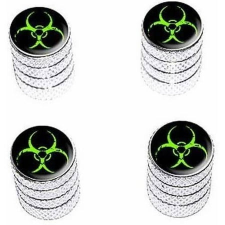 - Zombie Outbreak Response Vehicle Green Biohazard Tire Rim Wheel Aluminum Valve Stem Caps, Multiple Colors