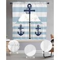 thumbnail image 2 of Aqua Stripe Nautical Swag Kitchen Curtains Sets for Windows 24 Inch Length, Navy Blue Anchor Summer Coastal Short Window Curtain Panels Swags Valances and Tiers 3 Piece Set for Cafe/Dining Room, 2 of 5