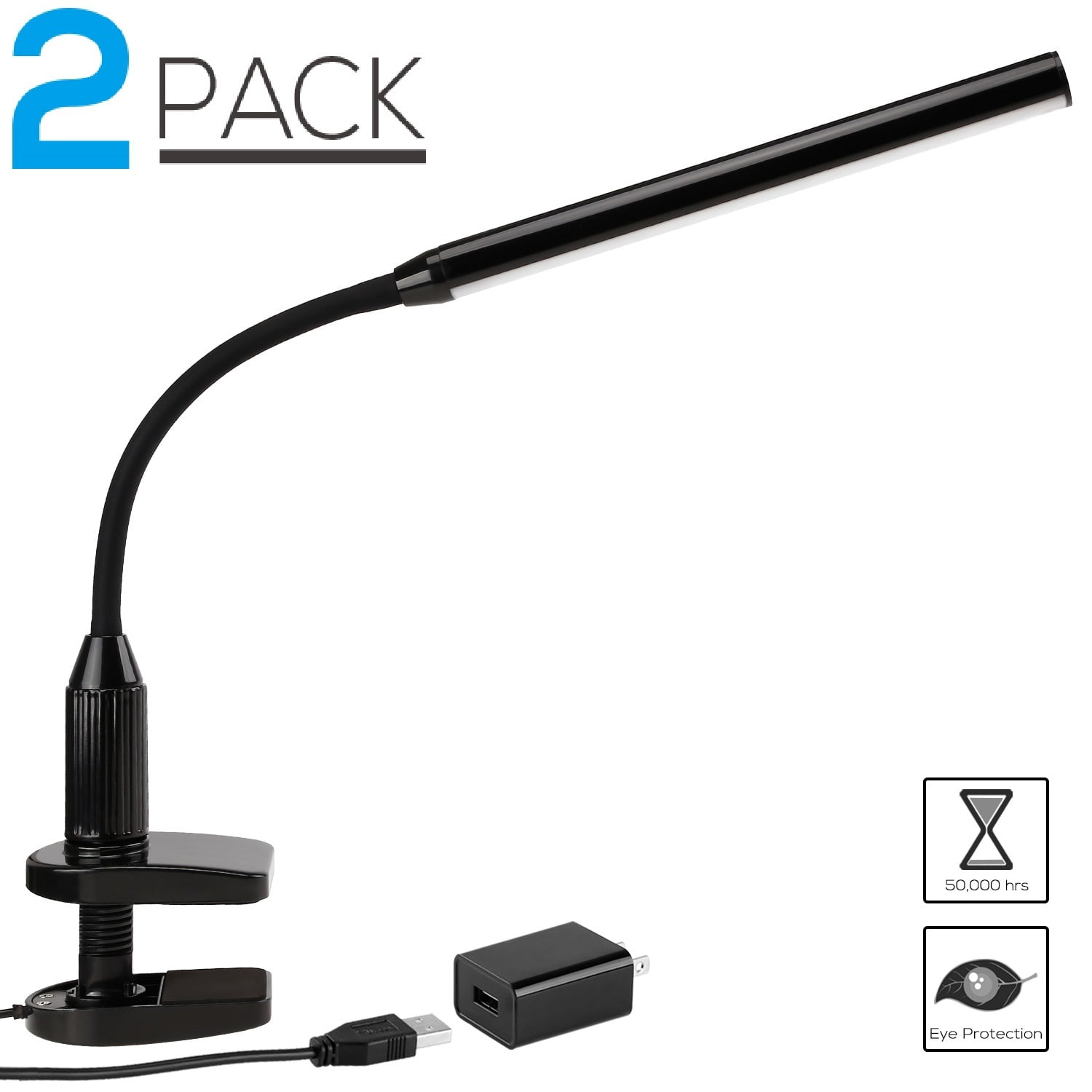 TORCHSTAR LED Dimmable Clamp Desk Lamp for Dorm, USB Powered with ETL