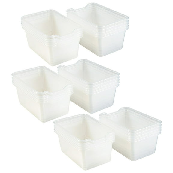 Bulk 30 Pieces Clear Scoop-Front Storage Bins
