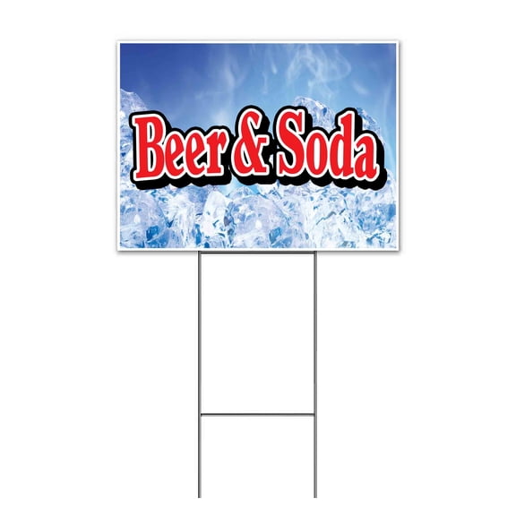 Beer & Soda (18" x 24") Yard Sign, Includes Metal Step Stake