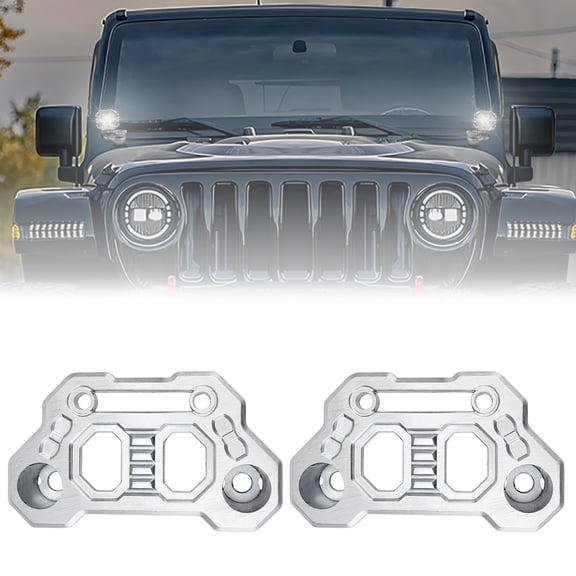 Light Mounting Bracket Hood Cowl Mount Brackets Front A-Pillar Offroad LED Pod Light Work Light Brackets Compatible with 2018-2025 Jeep Wrangler JL/JLU 2020-2025 Gladiator JT (Silver)