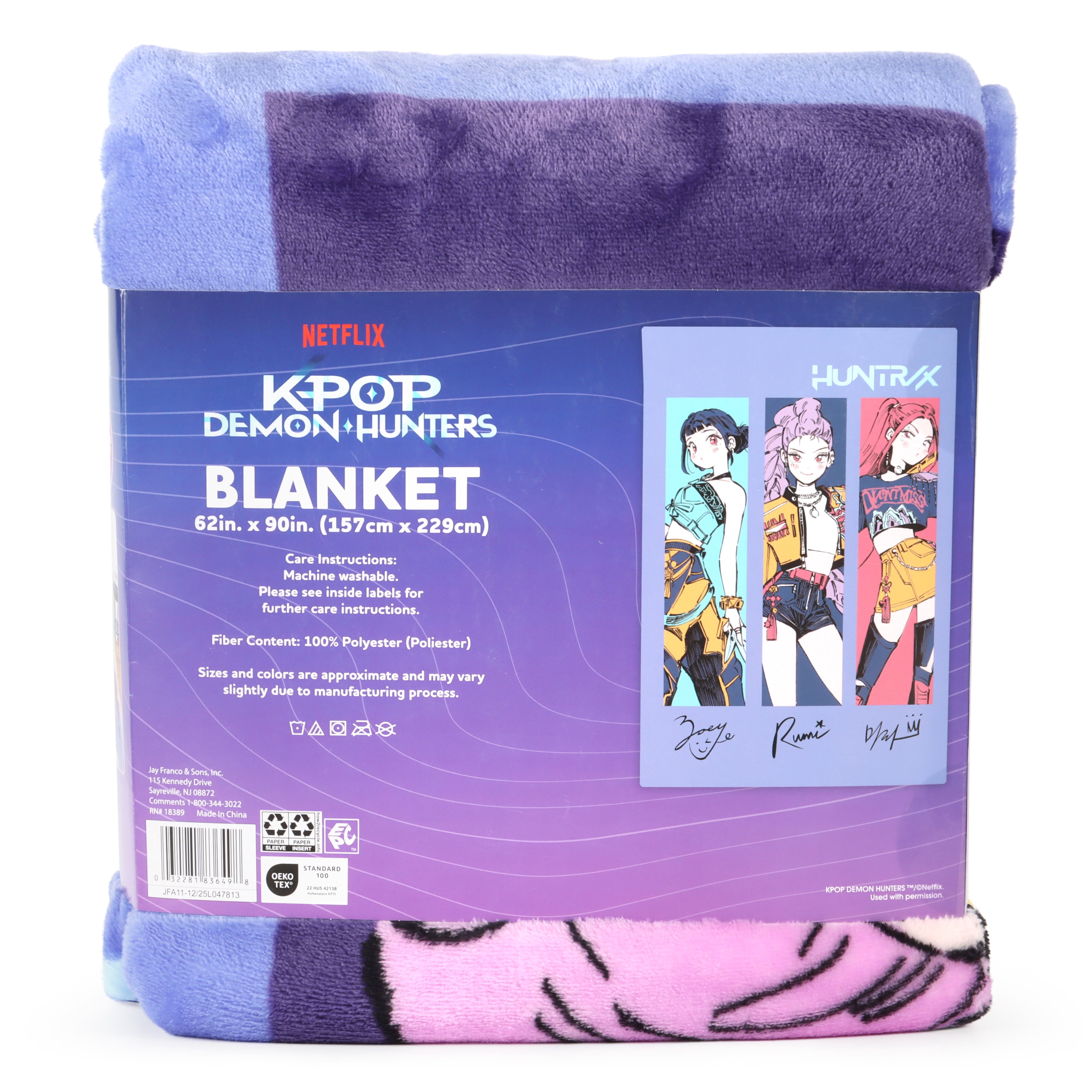 KPOP Demon Hunters Kids Silk Touch Blanket, Huntirx Trio, Purple