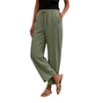 thumbnail image 3 of Crop Pants for Women Casual Summer Harem Pants Barrel Trousers Long Pant Solid Color Slacks Loose Fit Resort Outfit Lounge Pants Straight Leg Office Dress Work Slacks Capris Trousers Split Hem, 3 of 9