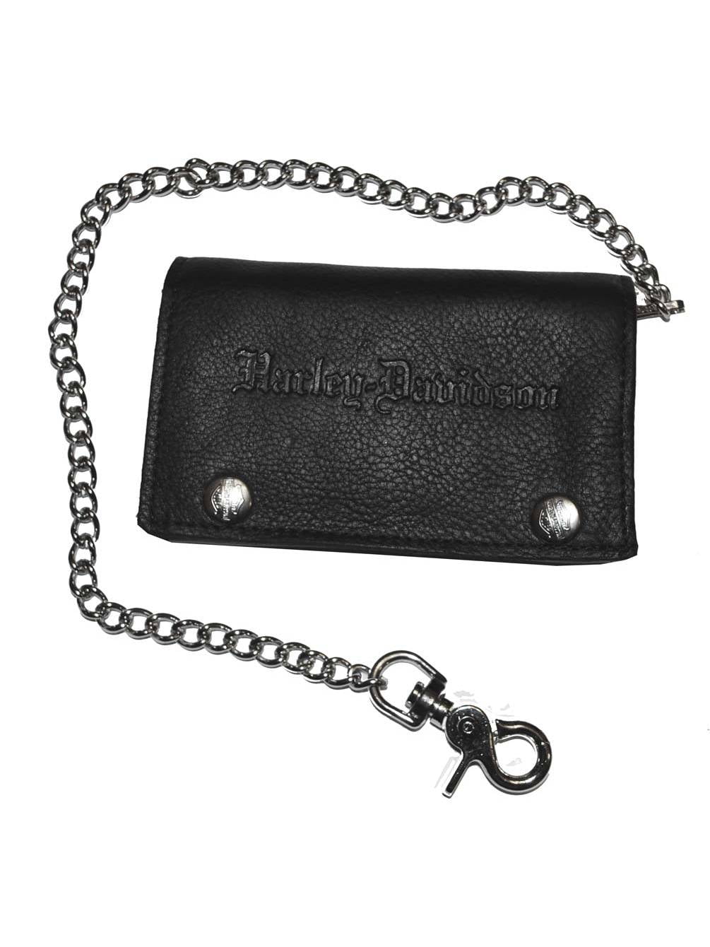 Men's Embossed XL TriFold Chain Wallet Leather TC447H