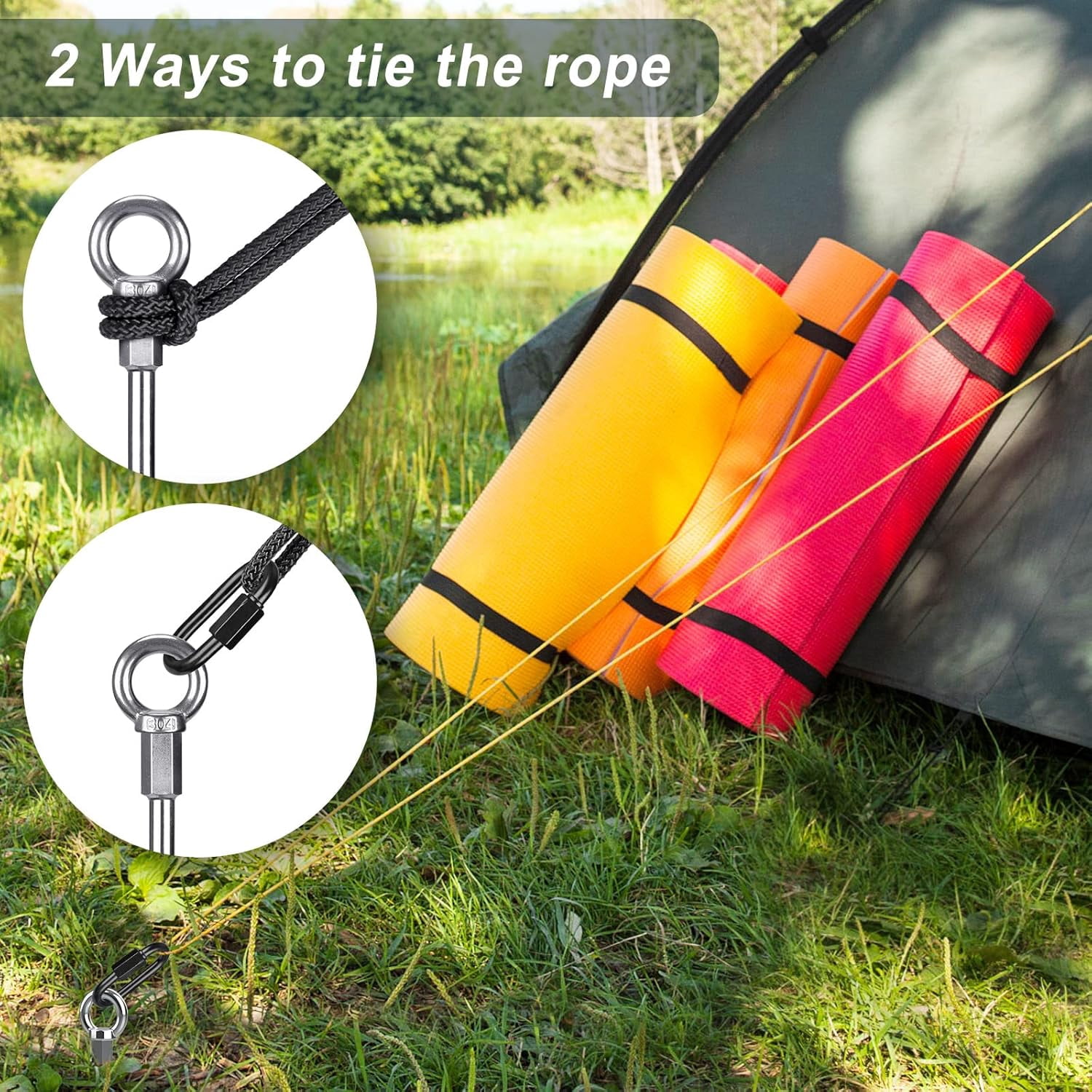 12 Inch Heavy Duty  Ground Anchors - 8 Pcs Steel Tent Stakes for Camping, Trampolines & Outdoor Use