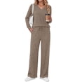 thumbnail image 2 of Fantaslook Plus Size Two Piece Lounge Sets for Women Vacation Travel Fall Outfits V Neck Tops Wide Leg Pants Matching Sets Women Clothing, 2 of 8