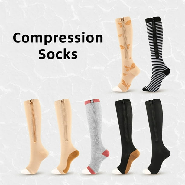 2/4Pairs Unisex Compression Stocking, Open Toe Compression Socks, Knee High 1520 mmHg,Support