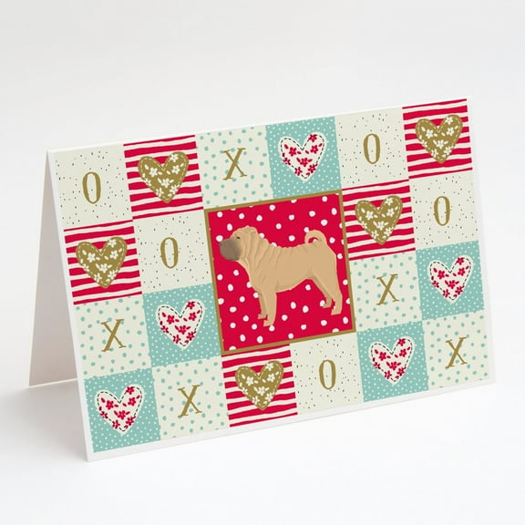 Caroline's Treasures Shar Pei Love Greeting Cards with Envelopes, 5" x 7" (8 Count)