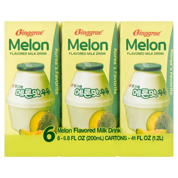 BINGGRAE Melon Flavored Milk Drink 6.8 fl oz 6ct
