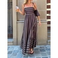 thumbnail image 4 of Women'S Spaghetti Strap All over Striped High Waist Flowy A-Line Maxi Casual Dress Navy Blue L, 4 of 9