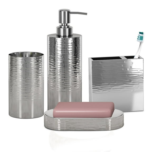 nu steel MET-3456-SET4 nu steel Metropolitan Set/4 - Soap Dish, Tbh, Tumbler & Lotion Pump Metropolitan Set/4