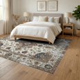 thumbnail image 3 of ODIKA 6'x9' Washable Area Rug Vintage Traditional Medallion With Distressed Floral Scroll Border for Dining Room, Under Table, Office Décor, Non-Slip Chair-Friendly, 3 of 7