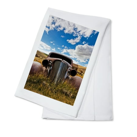 

Abandoned Car in Field (100% Cotton Tea Towel Decorative Hand Towel Kitchen and Home)