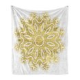 thumbnail image 1 of Mandala Soft Flannel Fleece Blanket, Vibrant Oriental Motif in Modern Design Geometric Eastern Moroccan Royal, Cozy Plush for Indoor and Outdoor Use, 50" x 70", Pale Yellow and White, by Ambesonne, 1 of 6