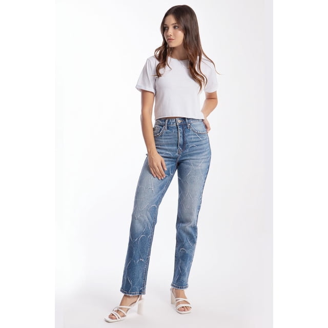 Jeans de pierna recta Roman Fashion 6551 Juvenil azul medio