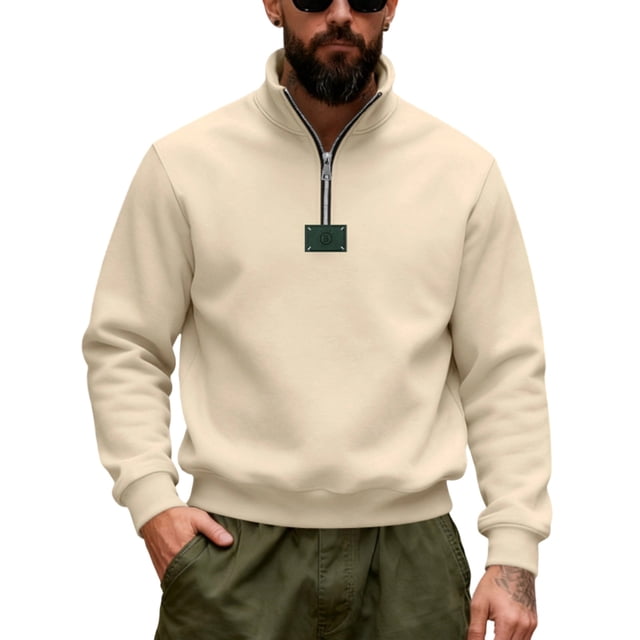 Ceisia Men Slim Fit Fashion Solid Color Long Sleeve Stand Collar Gift Zipper Casual Daily Party Wear Shirt Top