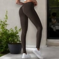 thumbnail image 3 of High Waist Seamless Ribbed Full Length Leggings- X Large, Khaki, 3 of 6
