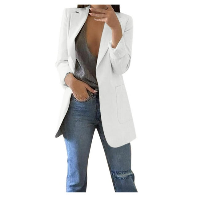 Cardigan Décontracté pour Femmes avec Poches Revers Manches Longues