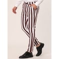 thumbnail image 2 of INSPIRE CHIC Pantalonesrayas pahombre Pantalones de vestir tipo lápiz con bloques de color ajustados informales Cafe Blanco 3XL, 2 of 6