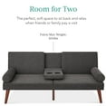 thumbnail image 5 of Best Choice Products Fabric Upholstered Convertible Futon w/ Rounded Armrests, Wooden Legs, 2 Cupholders - Charcoal, 5 of 8