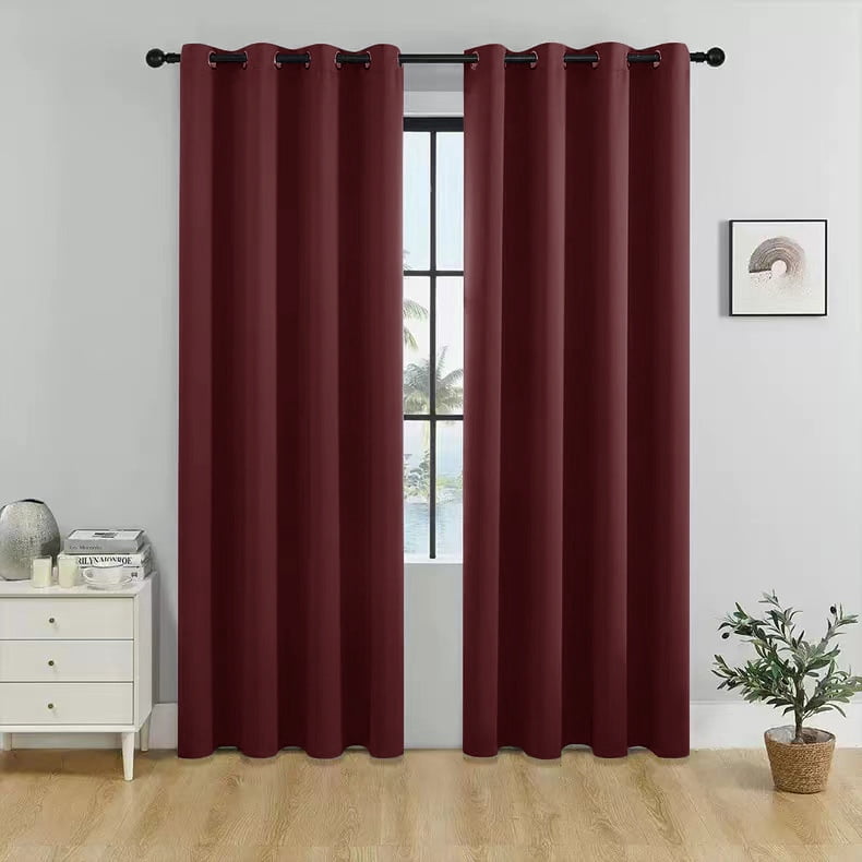 High Precision Sunscreen Wine Red Blackout Curtains - 2 Panels, 59in*90in Room Darkening Curtains for Living Room, Bedroom