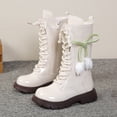 thumbnail image 3 of LYHao Fashion Autumn Children Girls Sports Shoes Flat Thick Bottom Non Slip Easy To Wear PU Upper Comfortable Boots ,Girls Boots Sizes 13.5 White(8-9 Years), 3 of 6