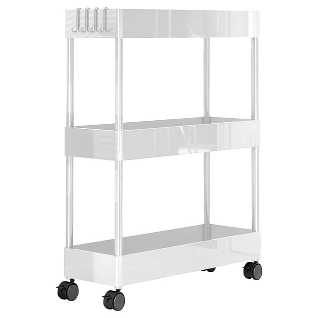 Three Layer Movable Crevice Storage Rack Multi-layer Pulley Storage Rack Thick Plastic Suitable For Bathroom And Kitchen Crevices